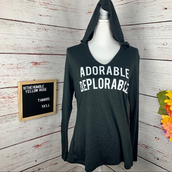 district made Tops - Adorable Deplorable Long Sleeve With Hood